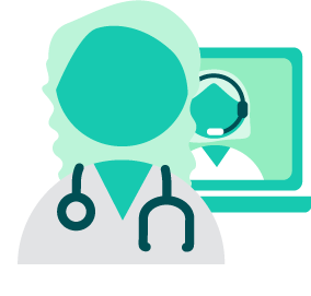 illustration of MSK specialists talking to care navigator on computer