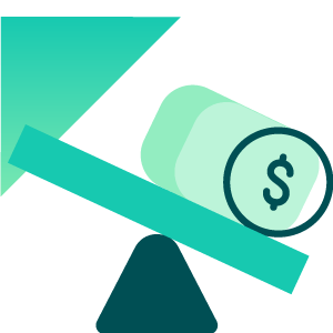 TC-risk-bearing-icon illustration with coins weighing down scale