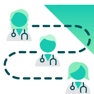 Illustration of providers linked by dotted line