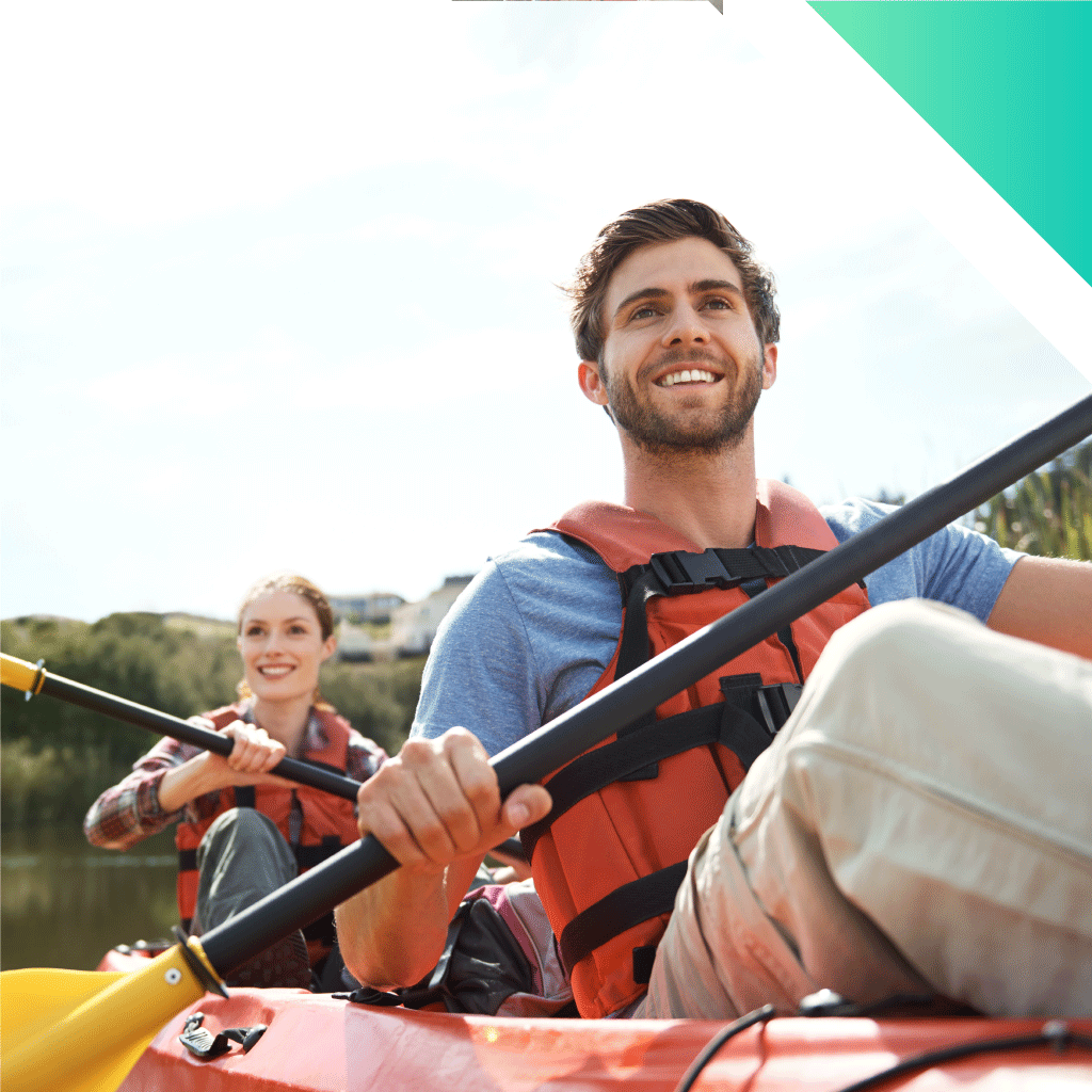 man and woman kayaking