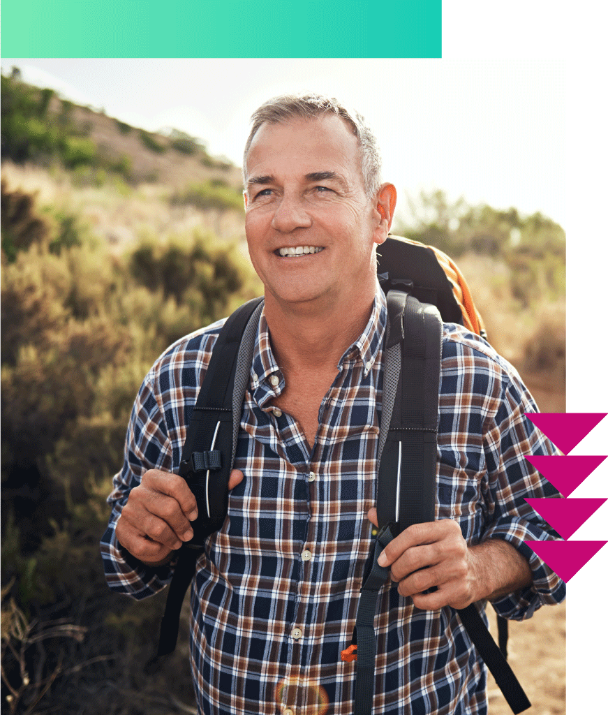 older-male-MSK-patient-hiking older male MSK patient hiking